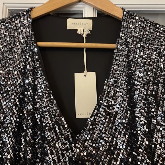 New with tags Melloday black sparkly cocktail dress size small - Picture 2 of 4